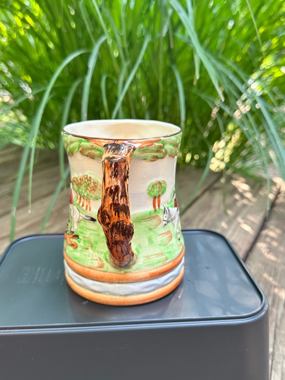 Vintage Lawleys Cheerio! Hand-Painted Ceramic English Hunting Scene Tankard Mug - Picture 3 of 9